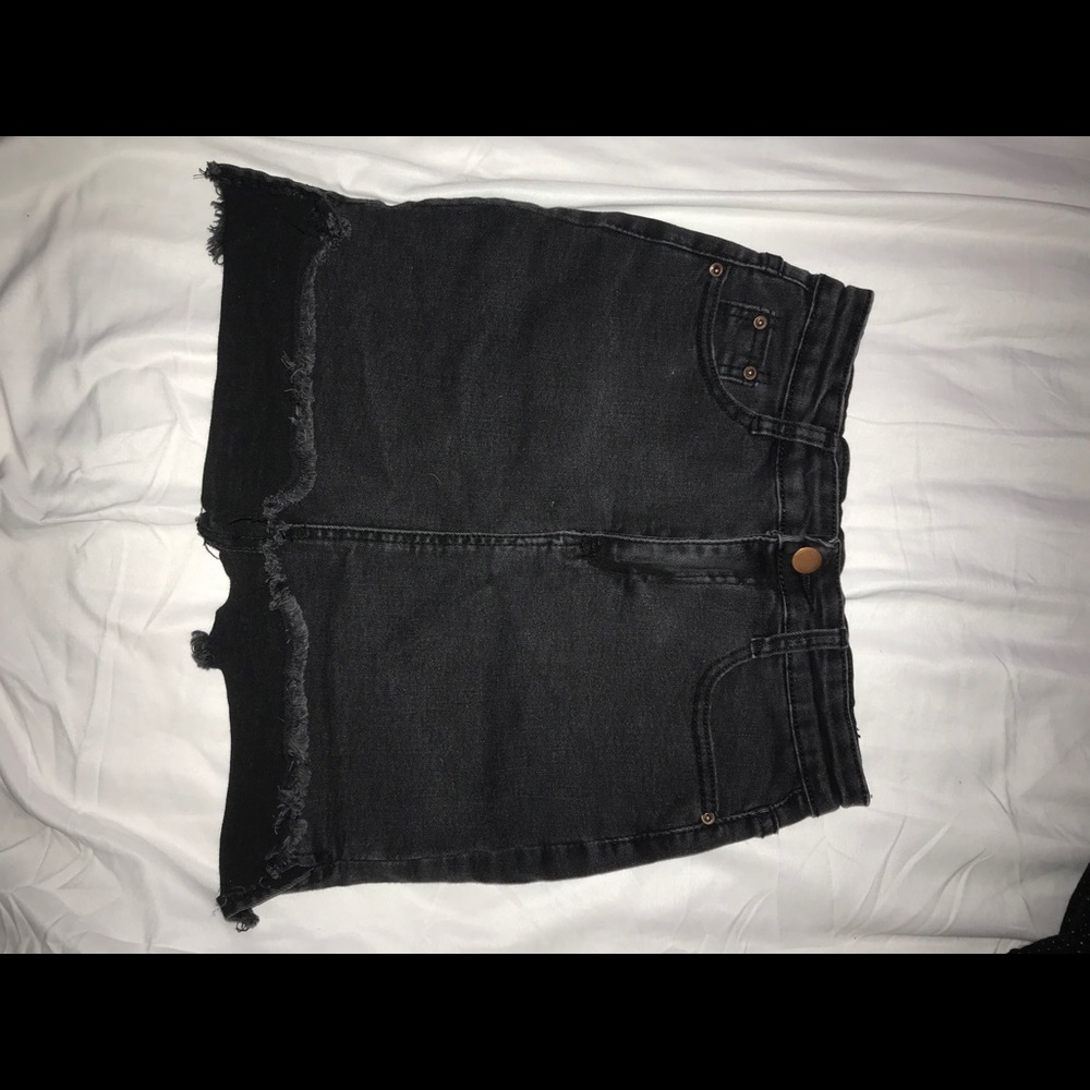 Black denim skirt